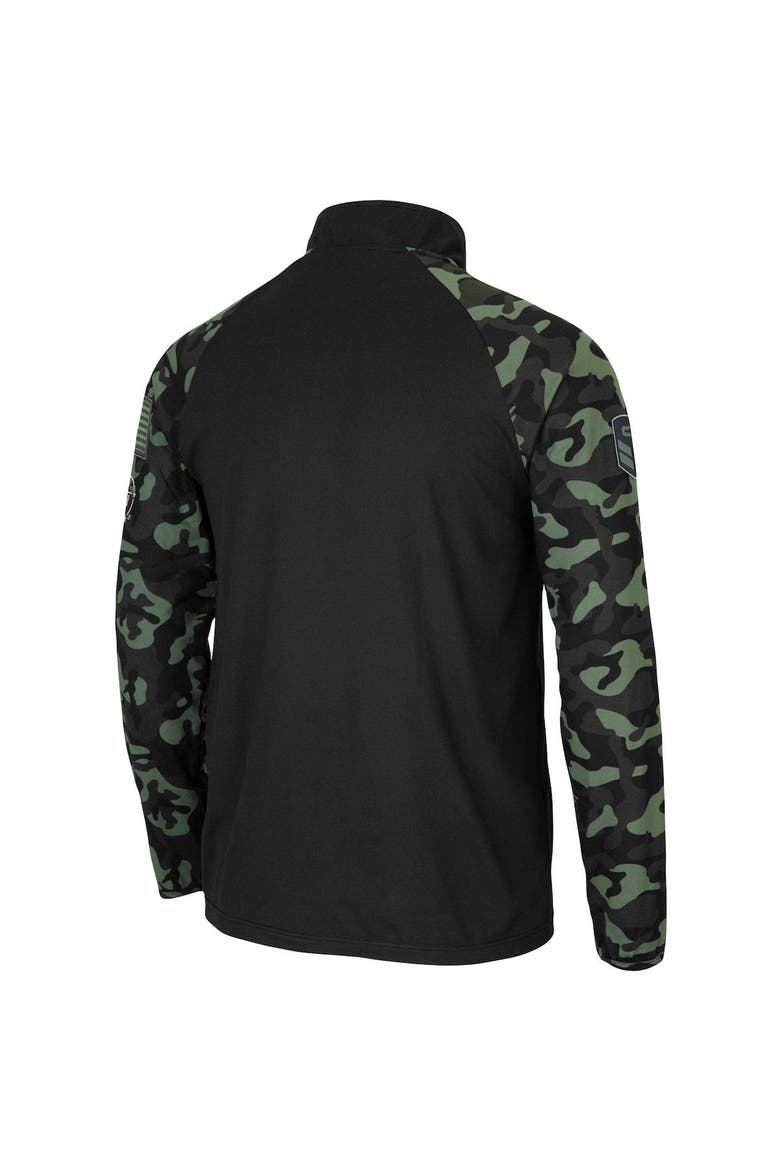 Men's Colosseum Black Memphis Tigers OHT Military Appreciation Take Flight Raglan Quarter-Zip Jacket, Alternate, color, Black