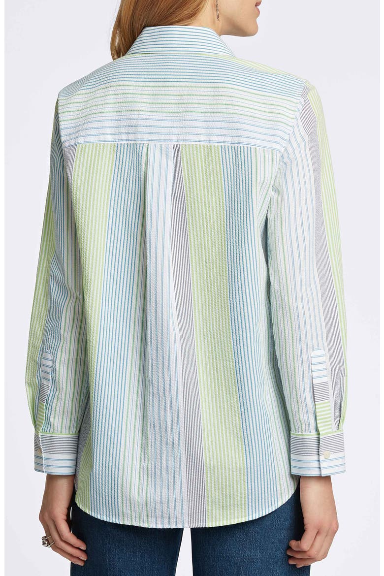 Relaxed Variegated Stripe Seersucker Button-Up Shirt, Alternate, color, BLUE MULTI