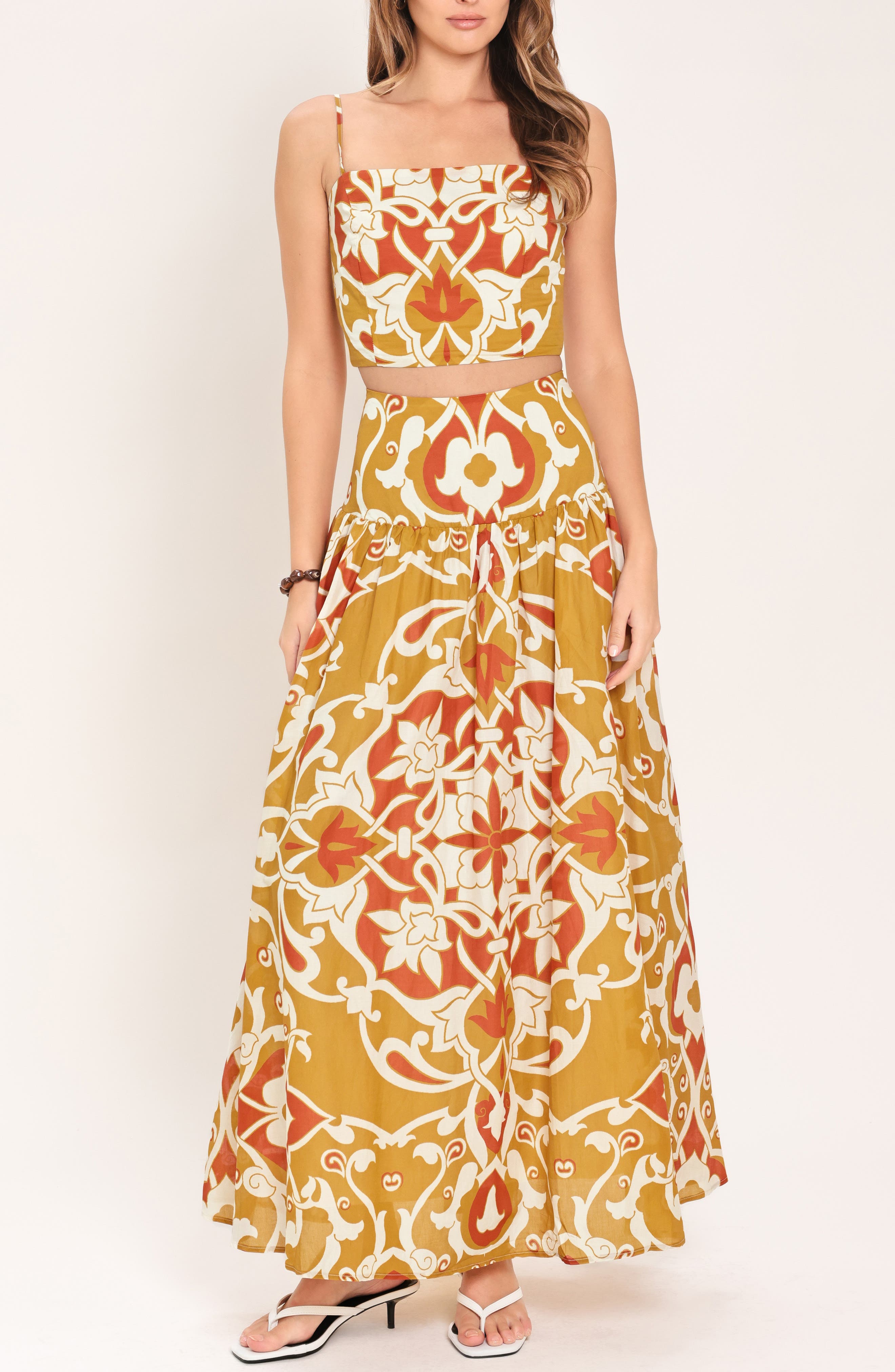 Print Crop Top and Maxi Skirt Set