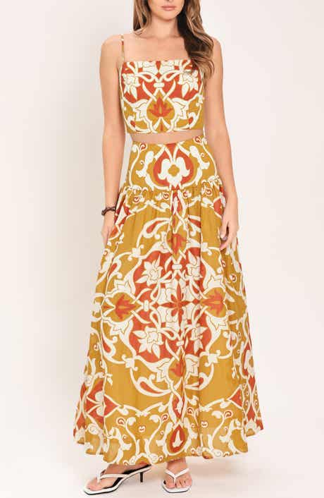 Print Crop Top and Maxi Skirt Set
