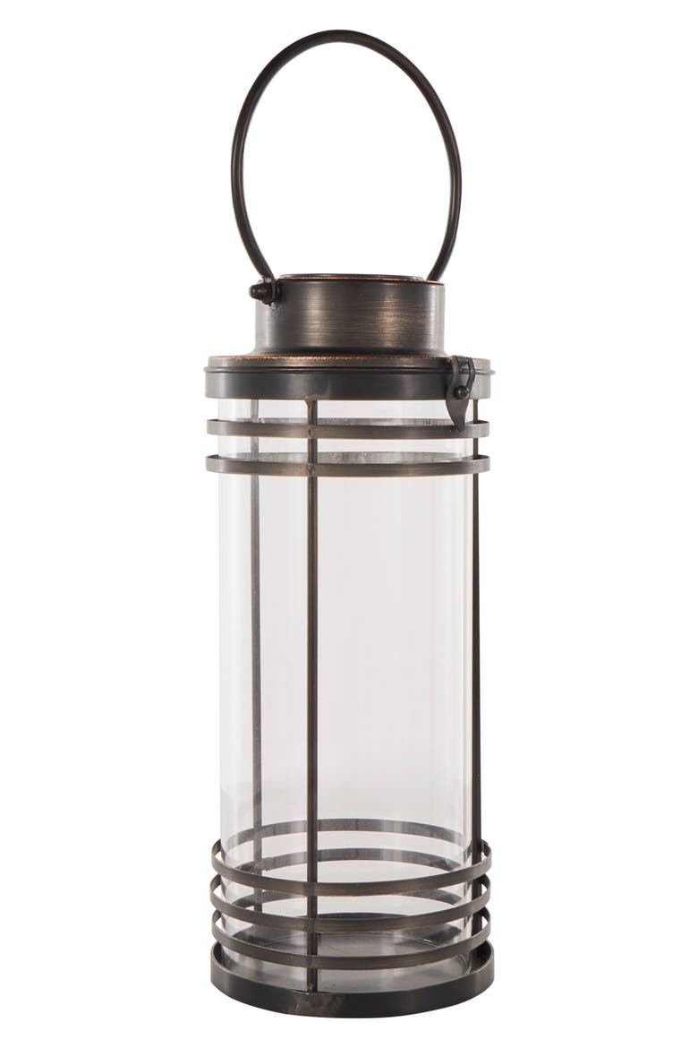 Black Metal Candle Lantern, Alternate, color, BLACK