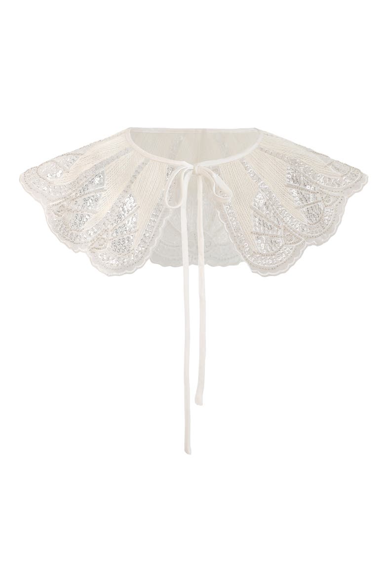 Sequin Lace Stole, Main, color, White