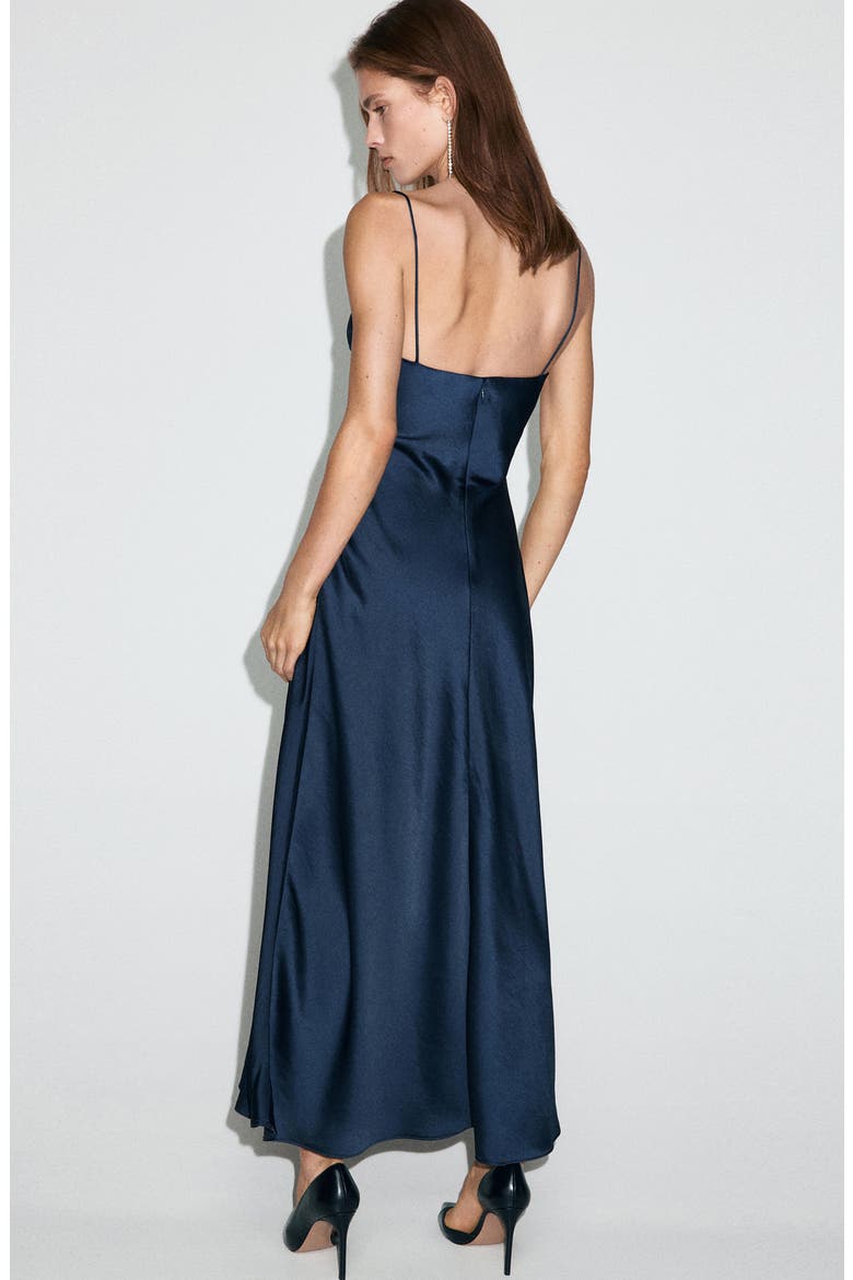 Victory Hammered Satin Slipdress, Alternate, color, NIGHT BLUE
