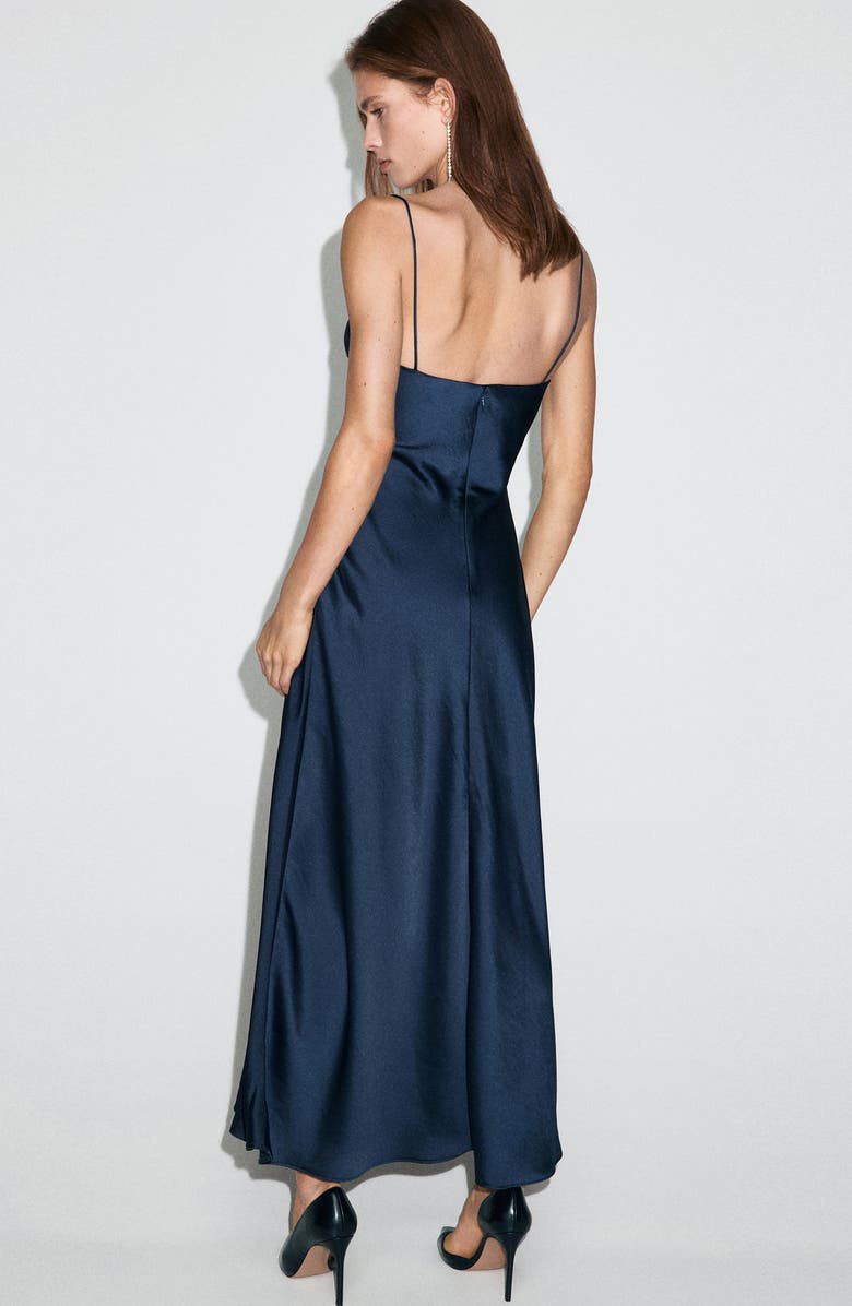 MANGO Victory Hammered Satin Slipdress, Alternate, color, Night Blue