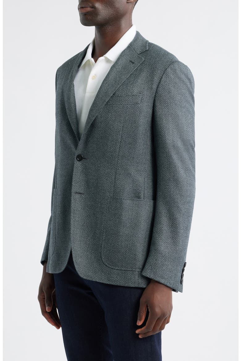 Kei Trim Fit Grey Wool Herringbone Sport Coat, Alternate, color, GREEN