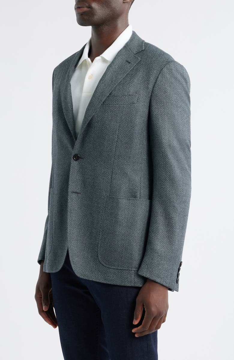 Canali Kei Trim Fit Grey Wool Herringbone Sport Coat, Alternate, color, Green