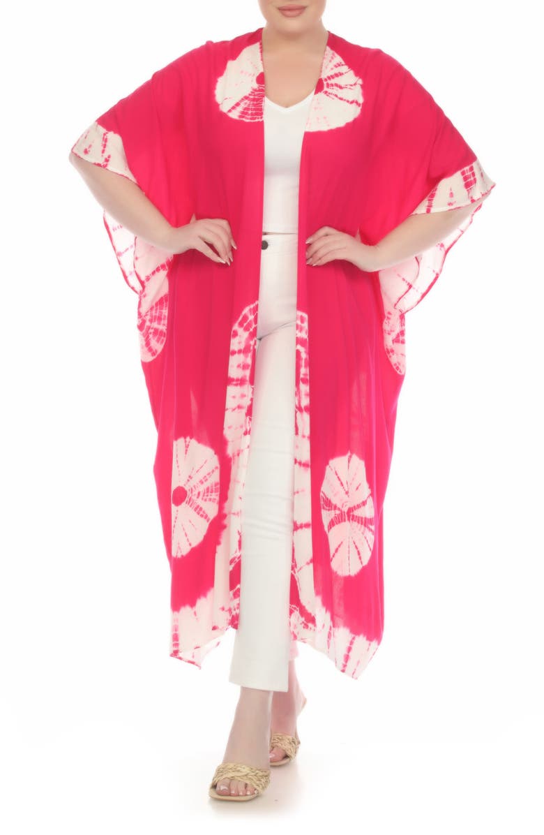 BOHO ME Tie Dye Cover-Up Kaftan, Main, color, Hot Pink