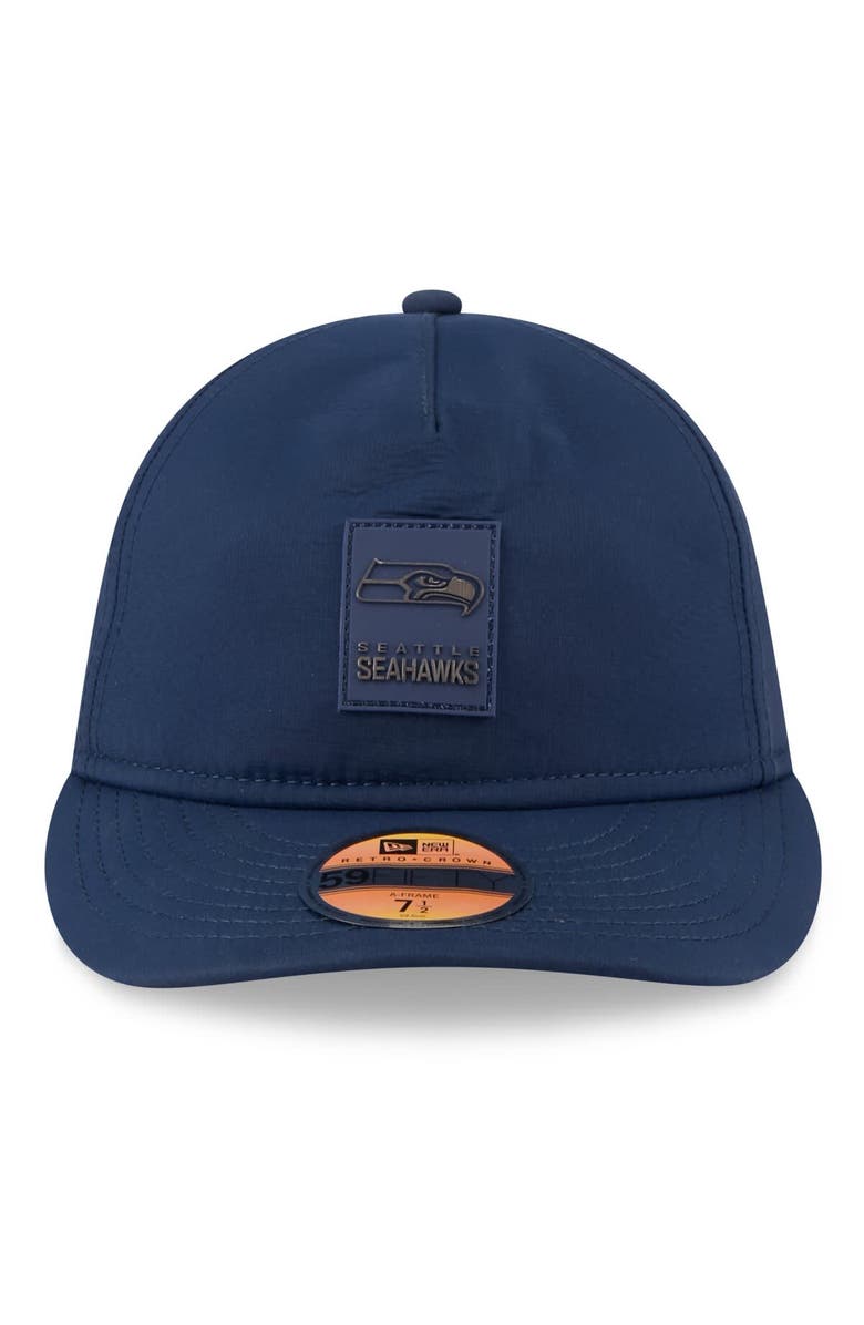 New Era Men's New Era College Navy Seattle Seahawks 2025 Sideline Retro Crown 59FIFTY Fitted Hat, Alternate, color,