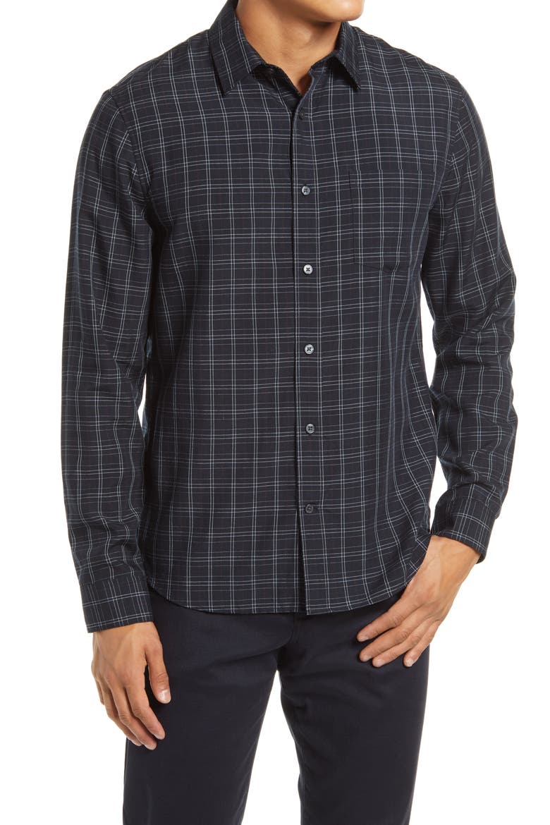 Slim Fit Plaid Button-Up Shirt, Main, color, COASTAL