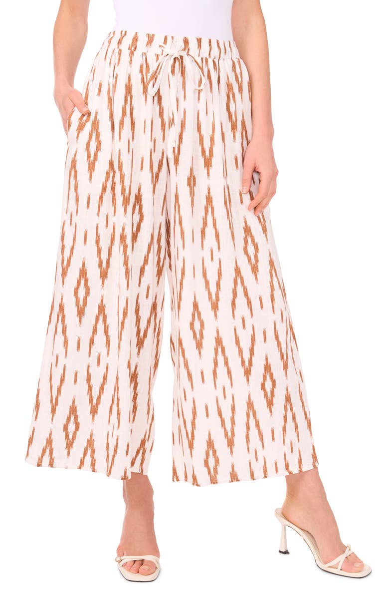 Vince Camuto Ikat Print Wide Leg Drawstring Pants, Main, color,