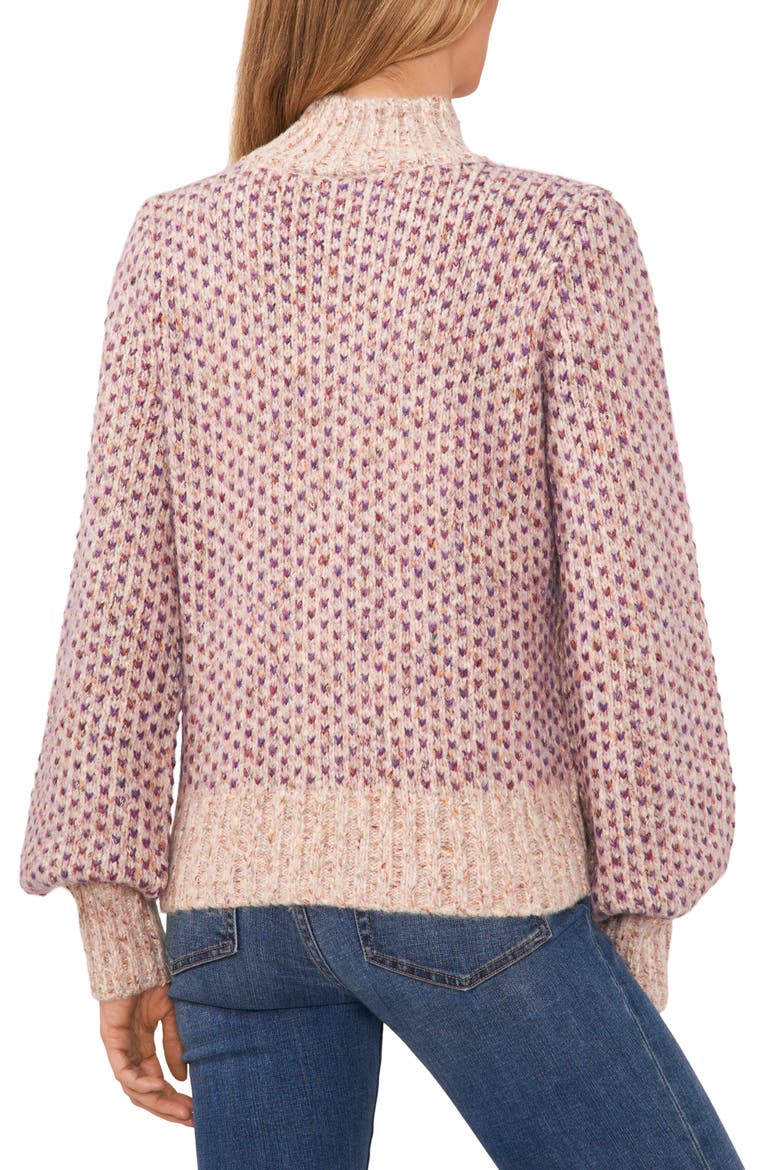Marled Blouson Sleeve Jacquard Sweater, Alternate, color, CEREAL