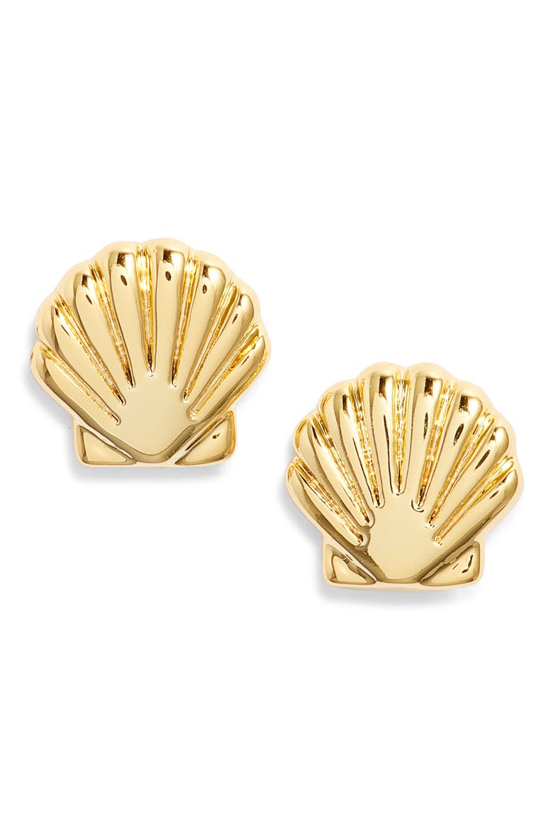 Sunrise Shell Stud Earrings, Main, color, GOLD