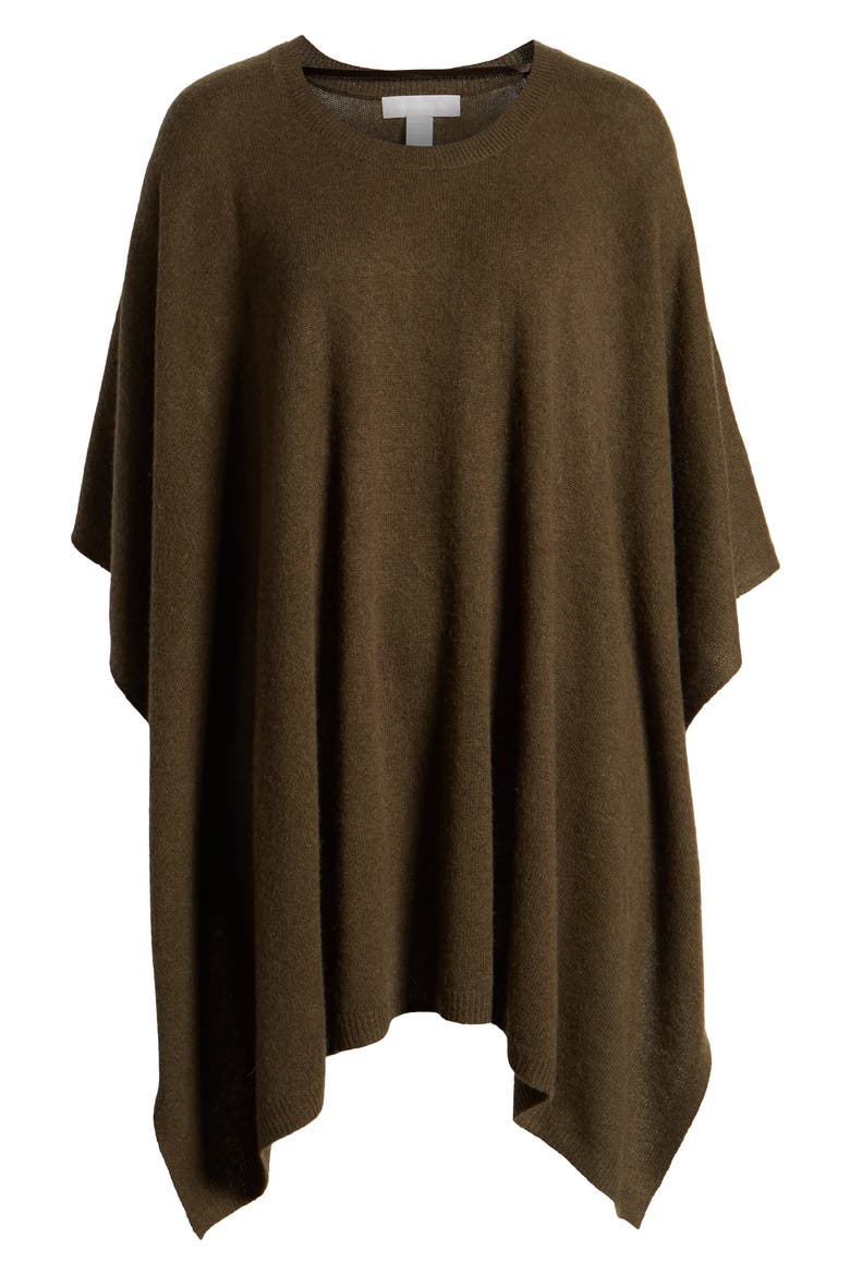 Wool & Cashmere Poncho, Alternate, color, OLIVE DARK