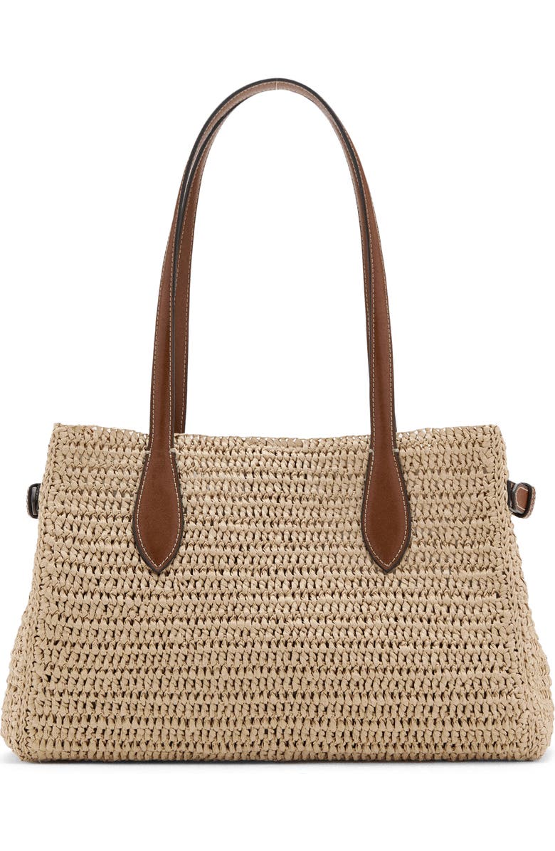 MANGO Natural Fiber City Shoulder Bag, Main, color, Leather