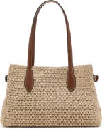 MANGO Natural Fiber City Shoulder Bag