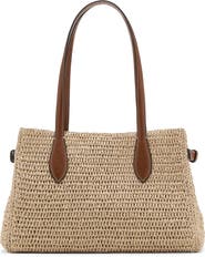 MANGO Natural Fiber City Shoulder Bag