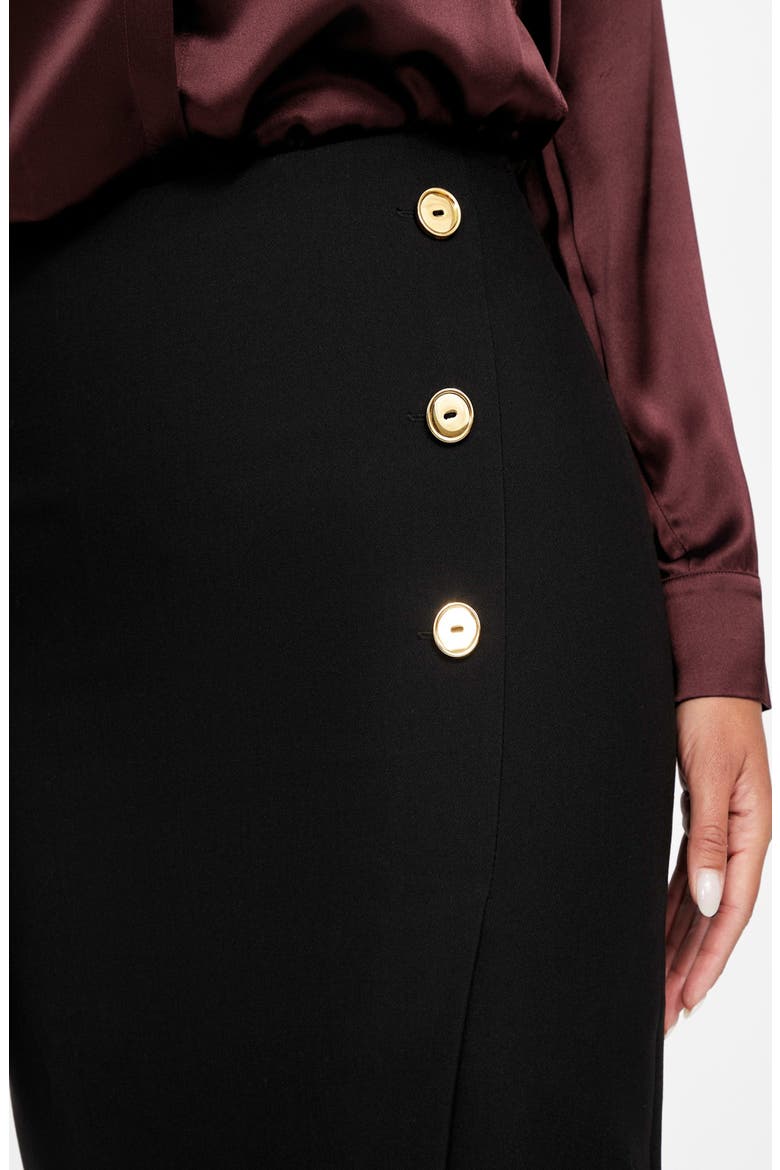 Dalia Button Detail Midi Skirt, Alternate, color, BLACK