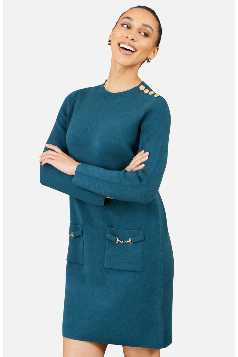 Long Sleeve Knitted Tunic Dress, Alternate, color, Teal