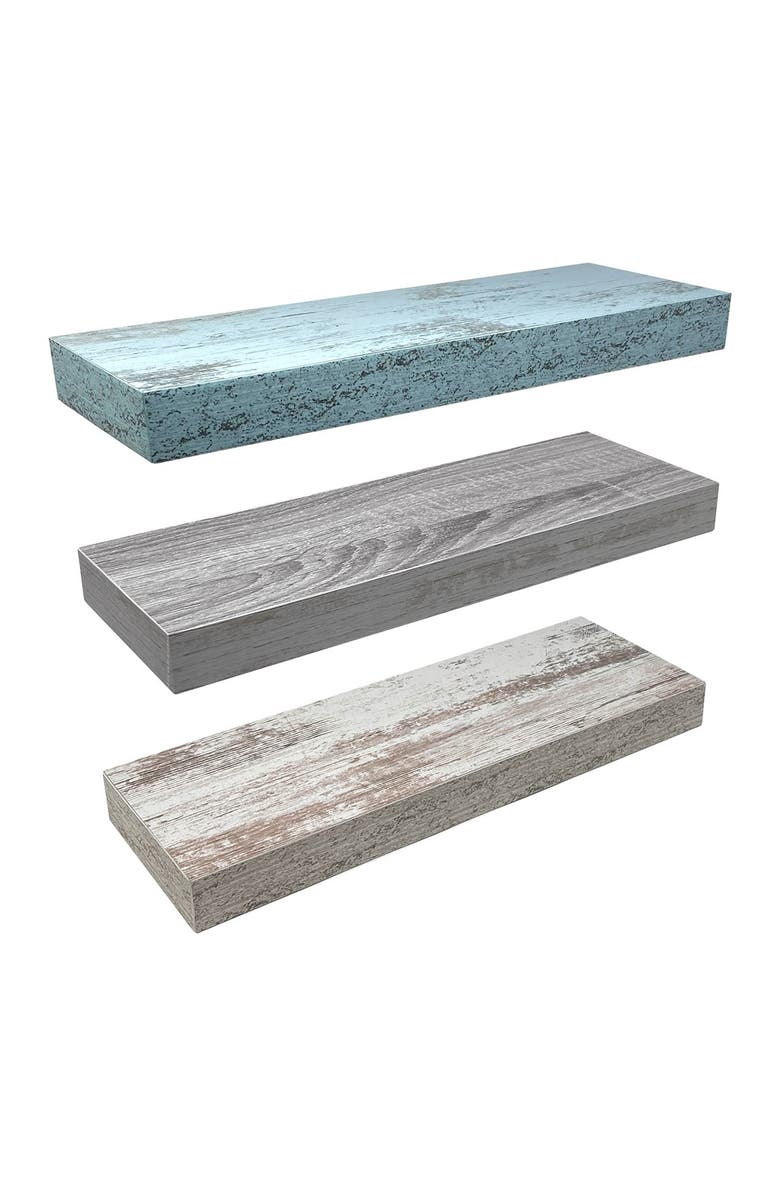 SORBUS Multi Rustic Wood Floating Shelf - Set of 3, Alternate, color, 