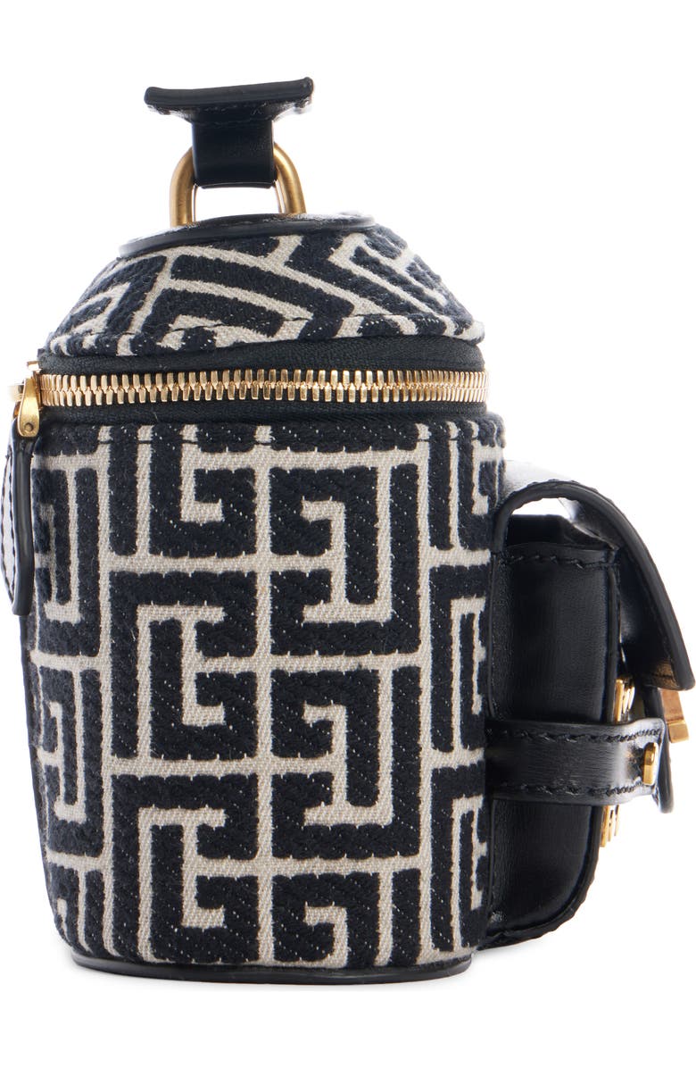 Balmain B-Buzz Monogram Canvas & Leather Vanity Crossbody Bag, Alternate, color,