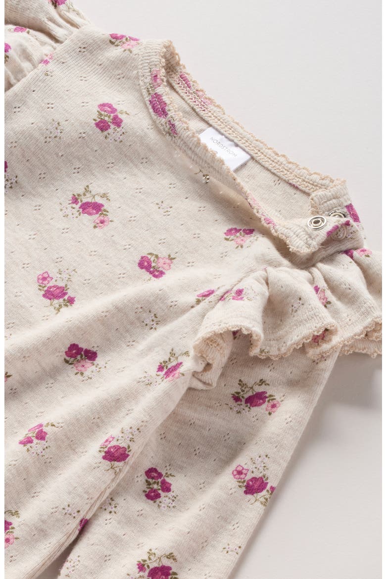 Pointelle Romper & Headband Set, Alternate, color, BEIGE LIGHT HALIEY FLORAL