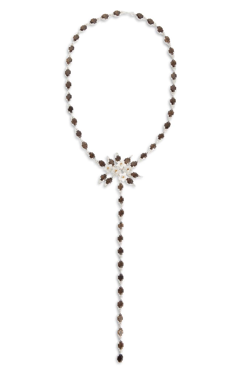 SHANA CAVE Tendril Y-Necklace, Alternate, color, Silver Smoky Quartz