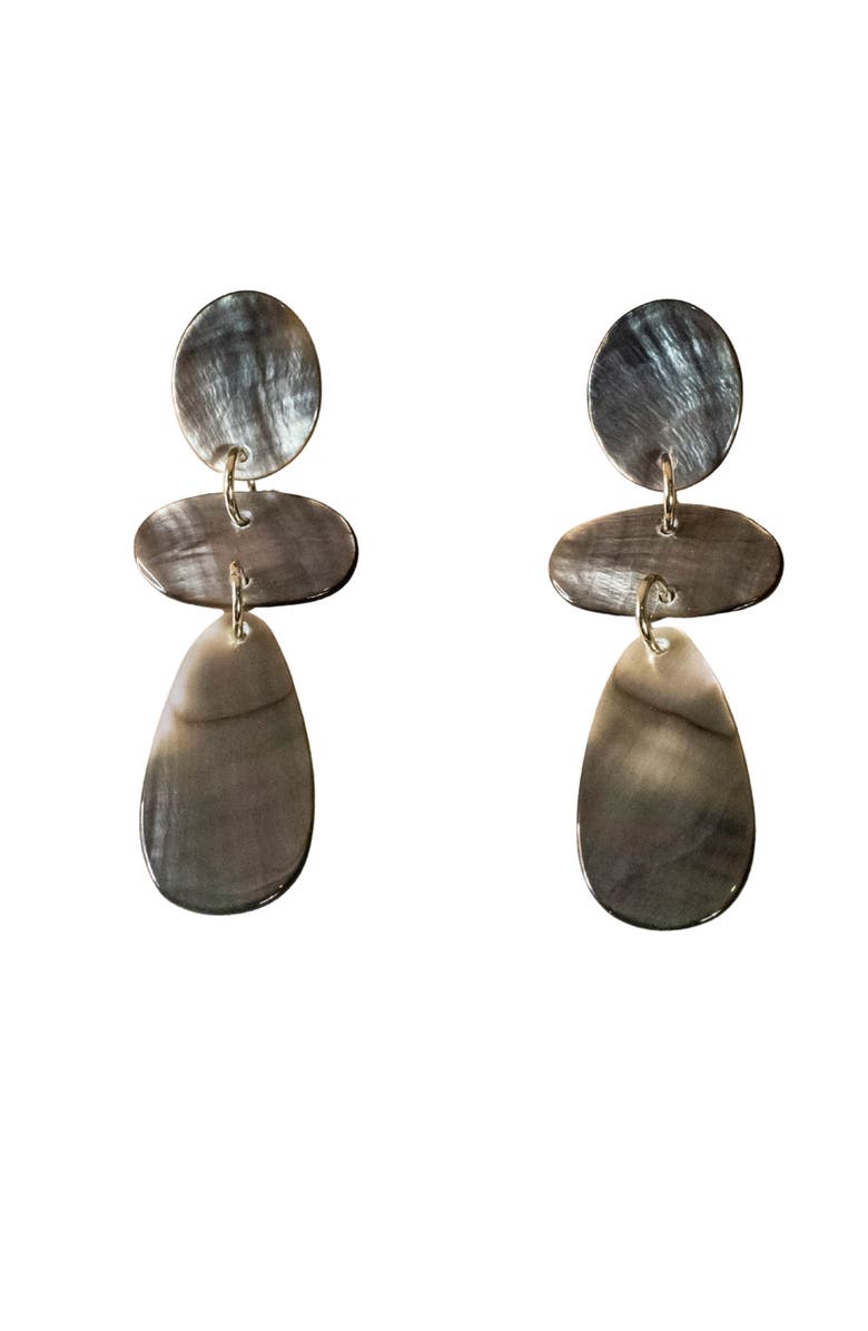 LIKHA Mother-of-Pearl Long Raindrop Dangle Earrings, Main, color, Black