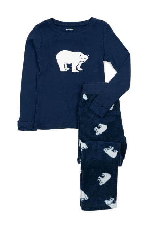 Kids Cotton Top & Fleece Pants Printed Matching Family Holiday Pajamas (Toddler, Little Kid & Big Kid)
