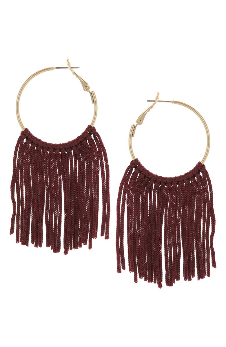 OLIVIA WELLES Rosalina String Drop Earrings, Main, color, Gold / Burgundy