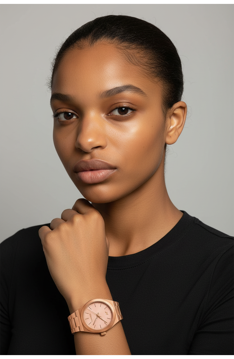 NCMPRBL Elevate Link Rosé Bracelet Watch, 42MM, Alternate, color, Rose Gold/Sunray