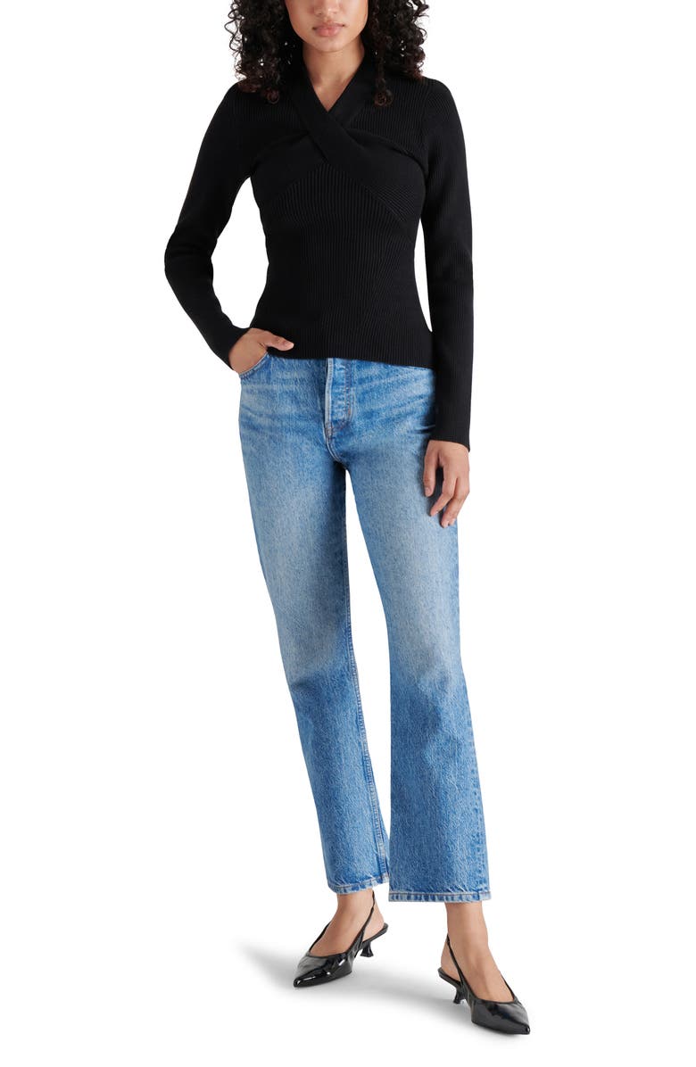 Steve Madden Francesco Crossover Rib Sweater, Alternate, color,