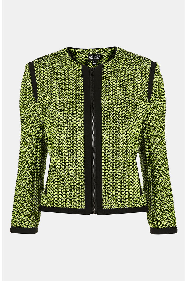 Neon Bouclé Jacket, Main, color, GREEN