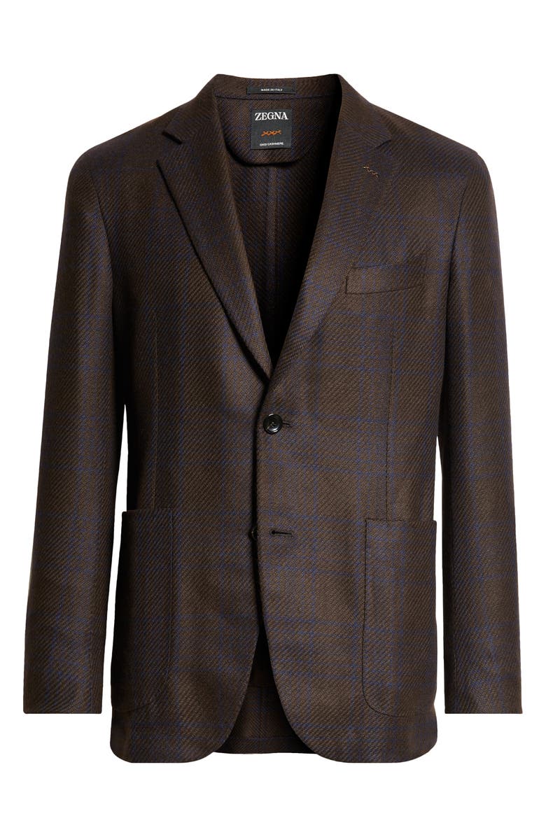 ZEGNA Oasi Plaid Cashmere Sport Coat, Alternate, color, Brown And Blue
