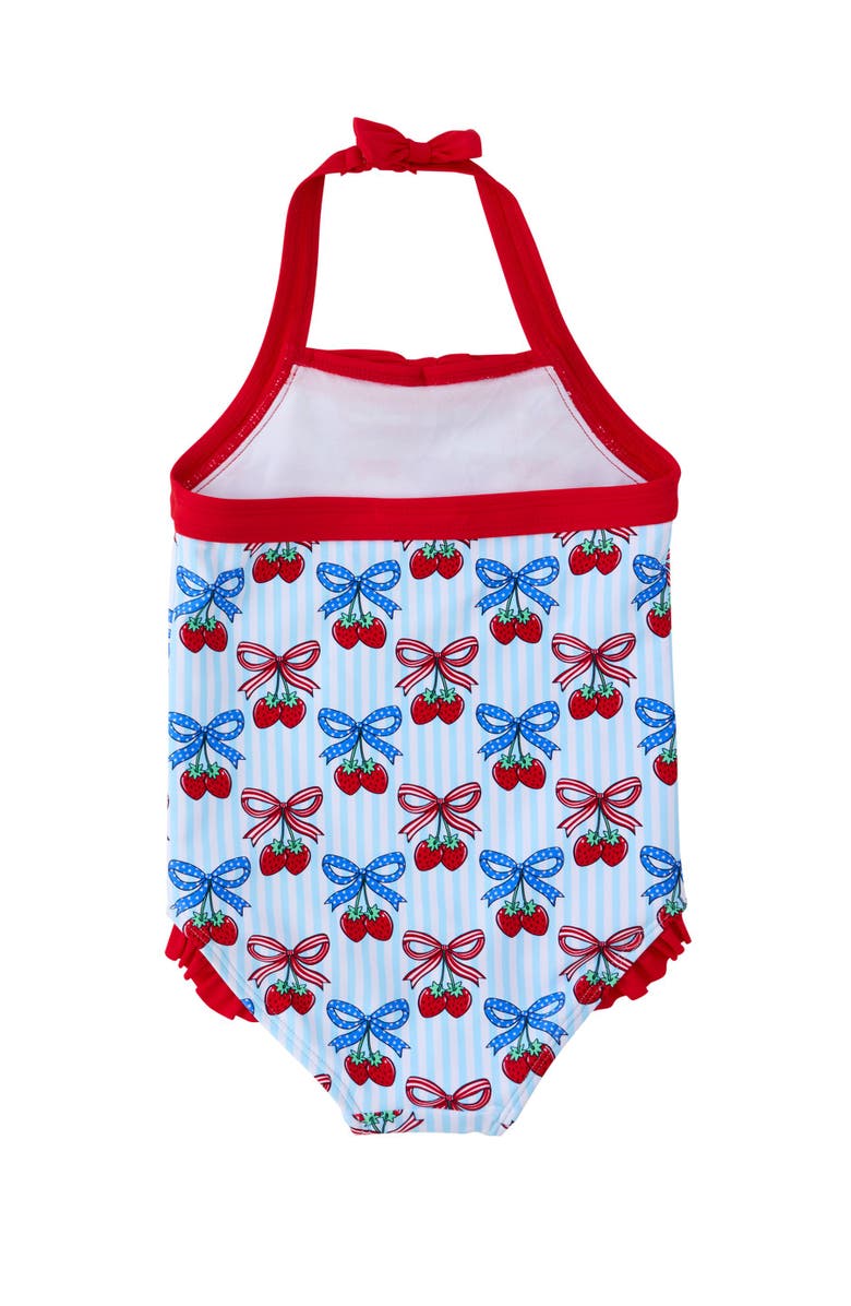 RuffleButts Halter UPF50+ One Piece Swimsuit, Alternate, color, Berries & Bows