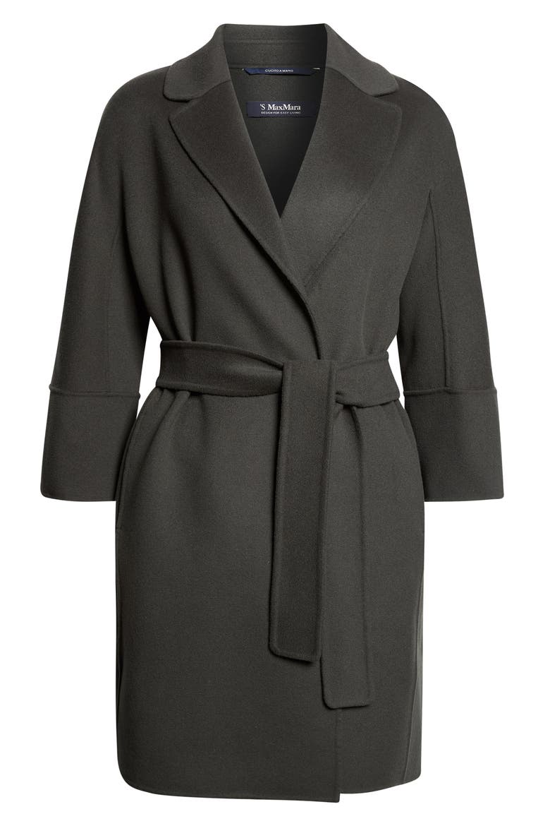 Arona Belted Virgin Wool Wrap Coat, Main, color, EMERALD