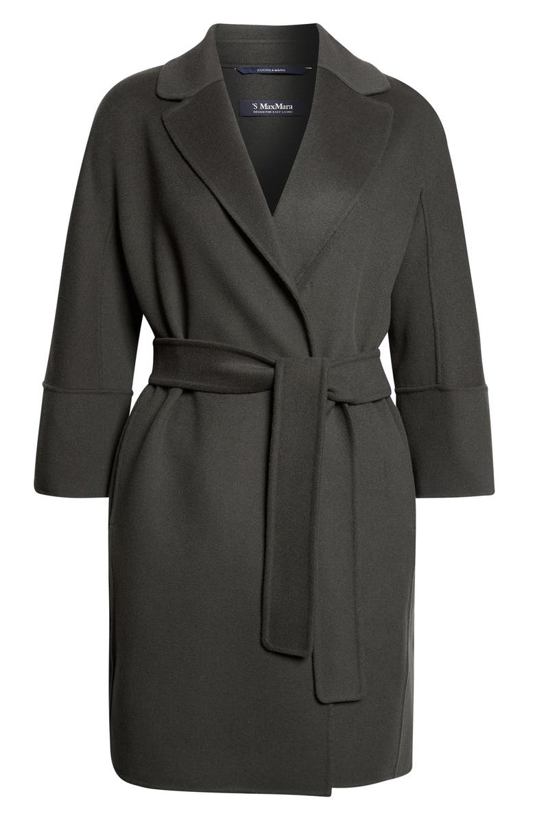 Max Mara Arona Belted Virgin Wool Wrap Coat, Main, color, Emerald