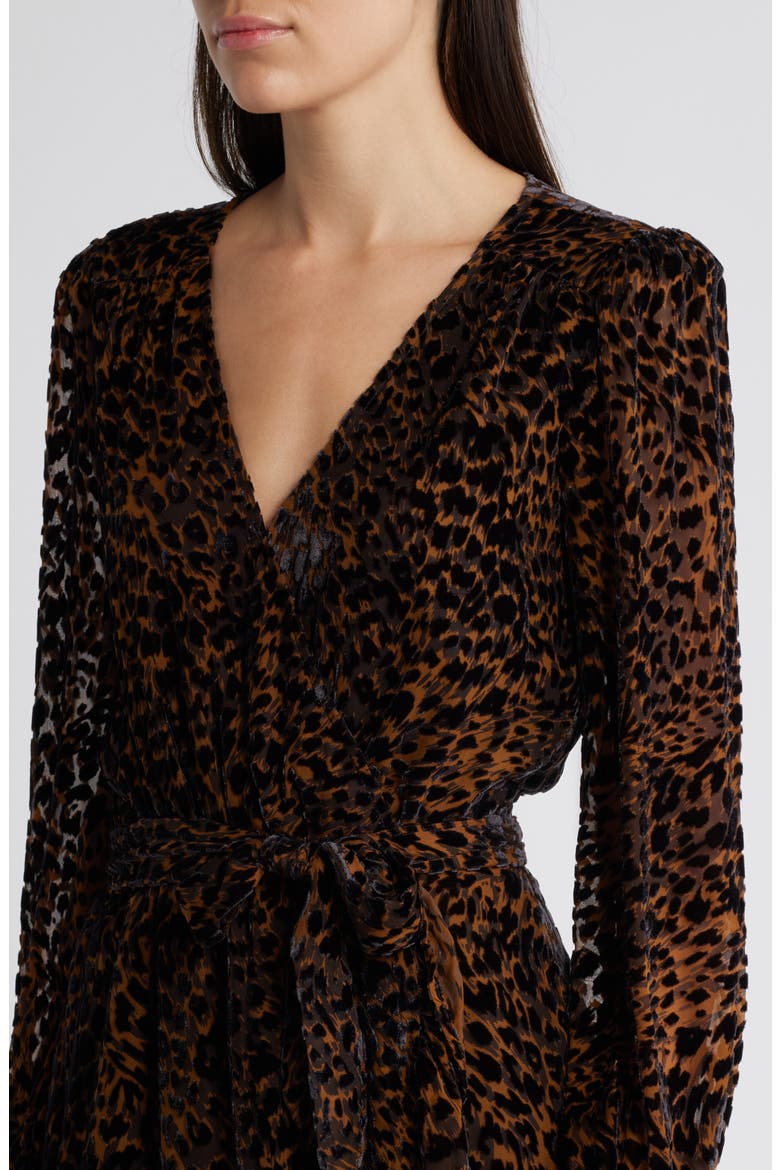 Ysabel Long Sleeve Leopard Velvet Burnout Dress, Alternate, color, LANDSLIDE MULTI
