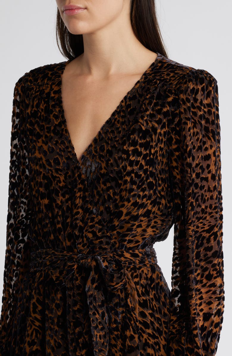 PAIGE Ysabel Long Sleeve Leopard Velvet Burnout Dress, Alternate, color, Landslide Multi
