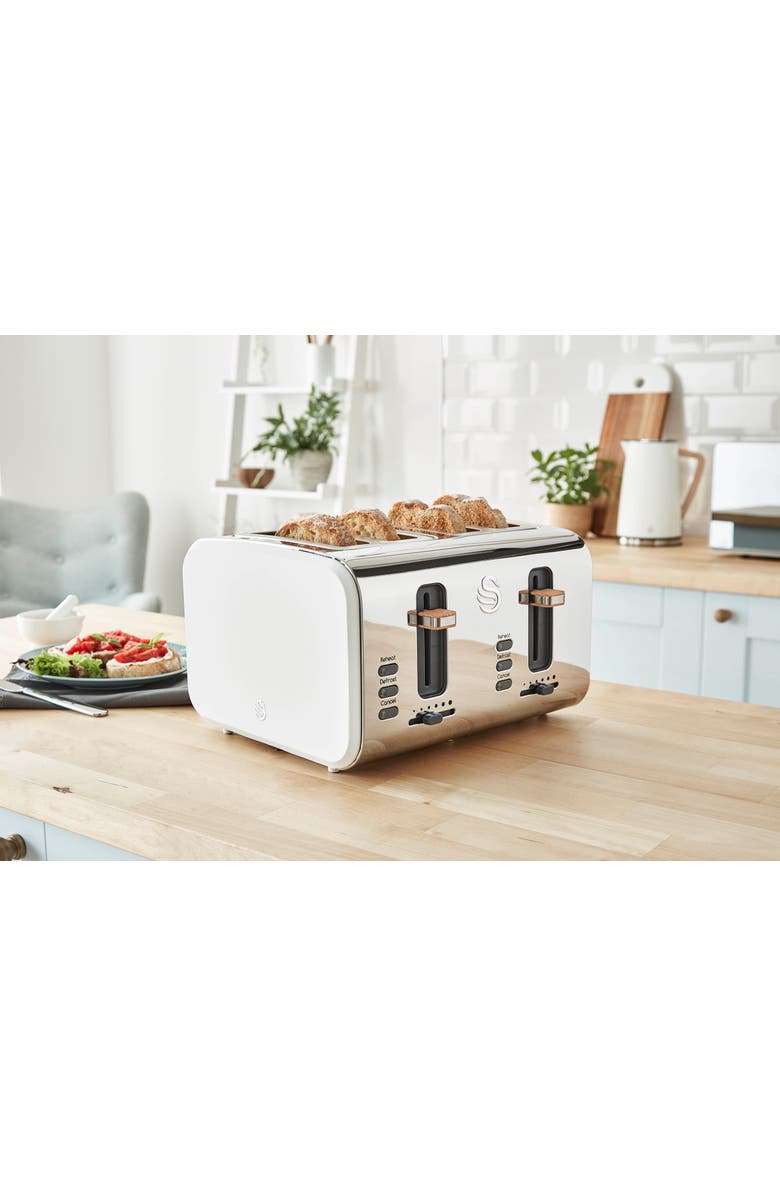 Swan Nordic Four Slice Toaster, Alternate, color, White