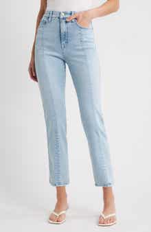 Good American Good Curve High Waist Straight Leg Compression Jeans