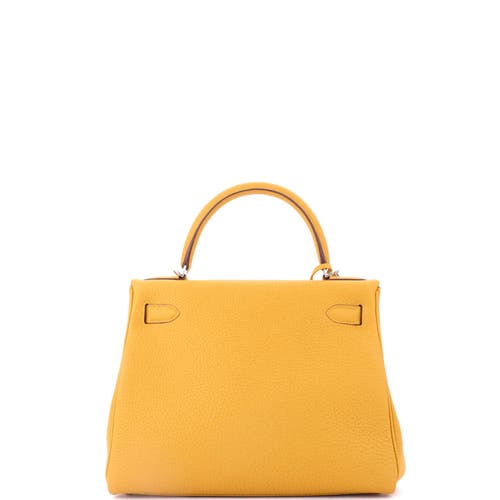 Pre-owned Hermes Hermes Kelly Handbag Yellow Togo With Palladium Hardware 28 In Yellow