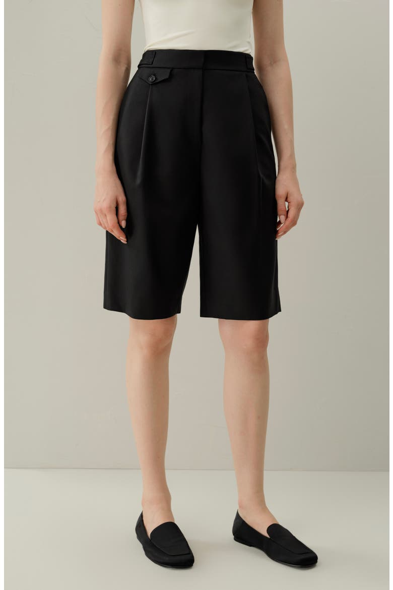 Women's Wool-Silk Bermuda Shorts, Alternate, color, Black