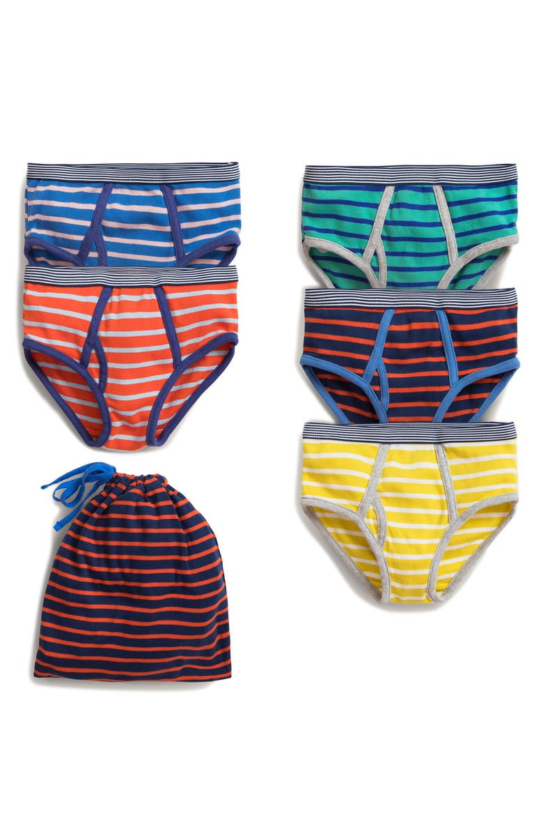 Mini Boden Kids' Assorted 5-Pack Stripe Cotton Briefs, Main, color,