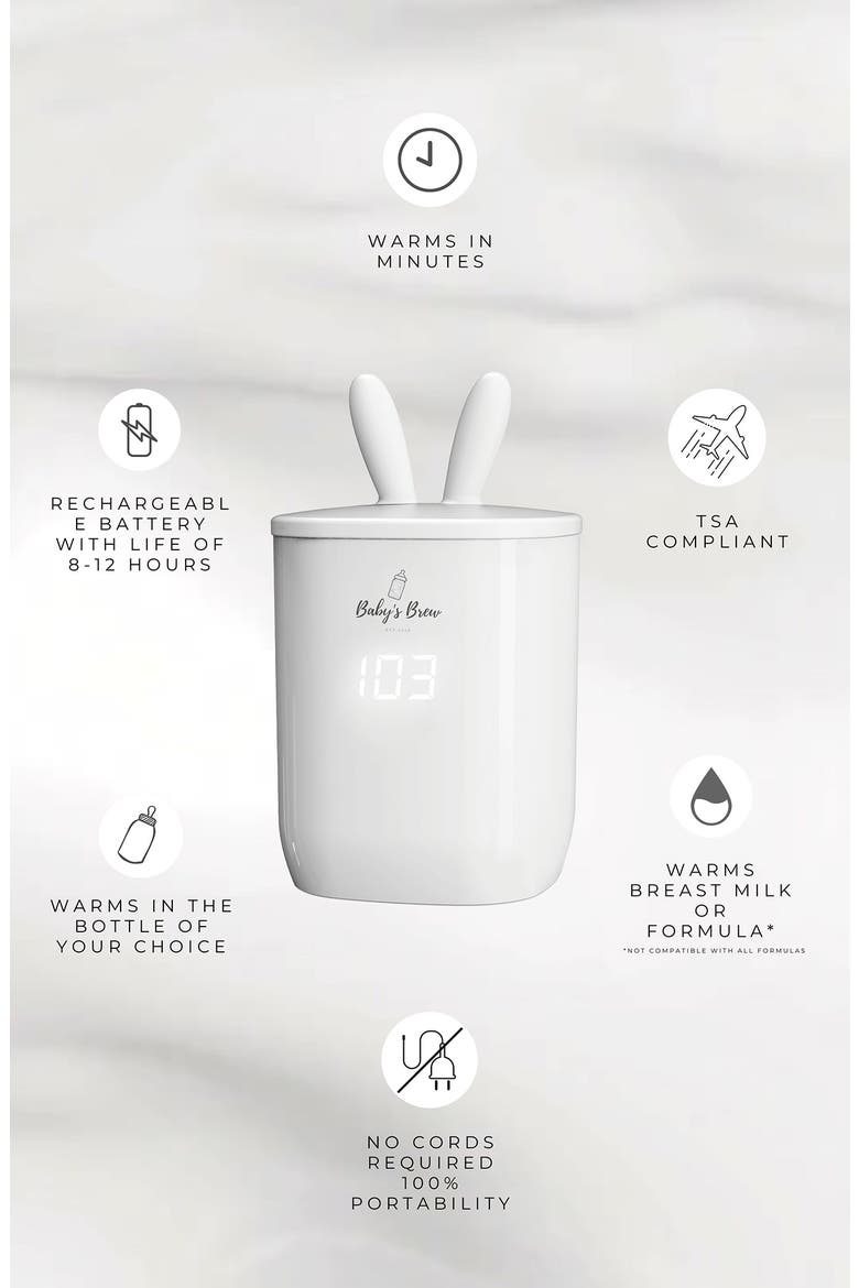 3.0 Portable Bottle Warmer & Set of 4 Adapters Set, Alternate, color, MARBLE