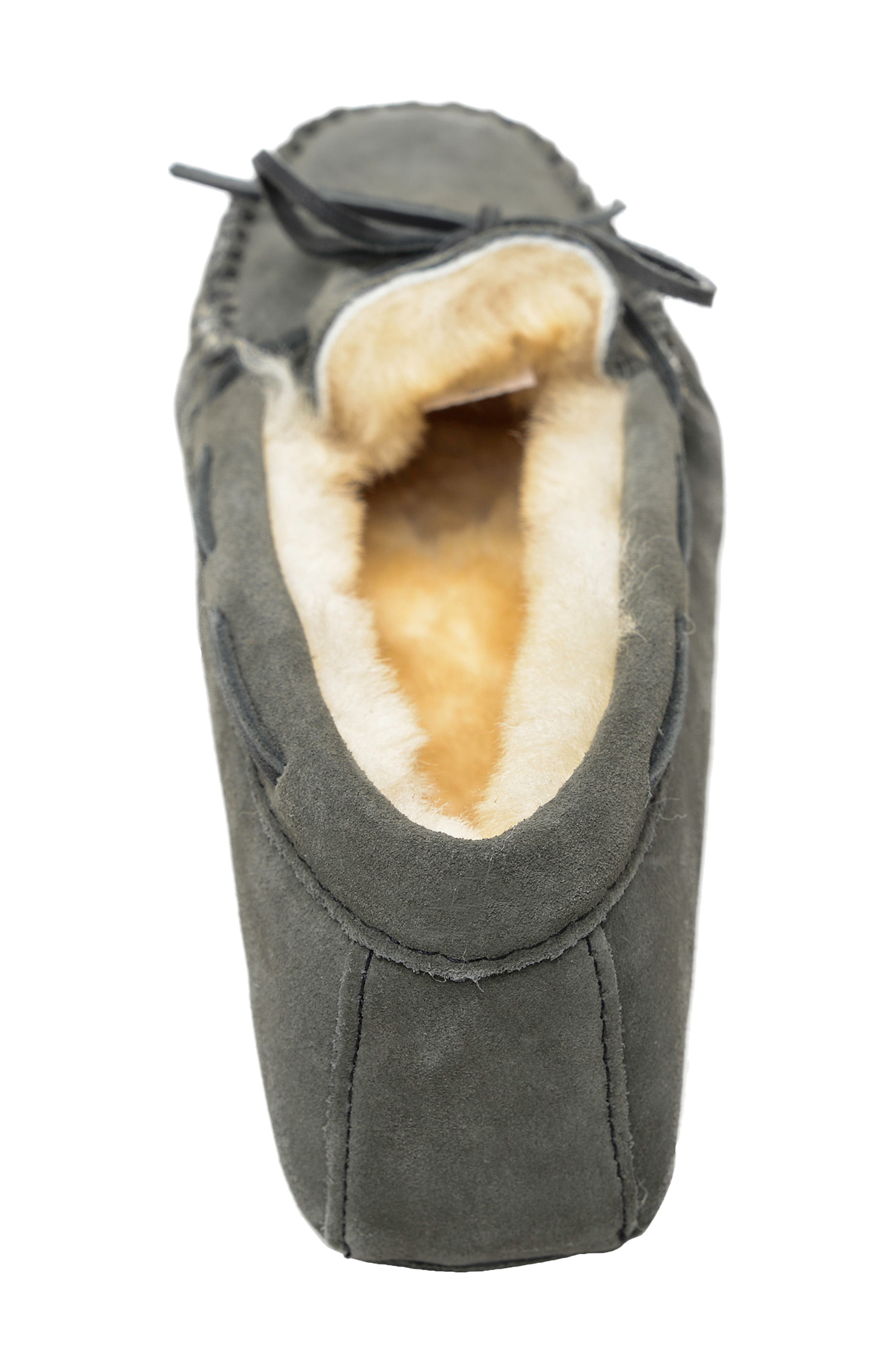 Minnetonka Genuine Shearling Lined Slipper, Alternate, color, Grey Suede