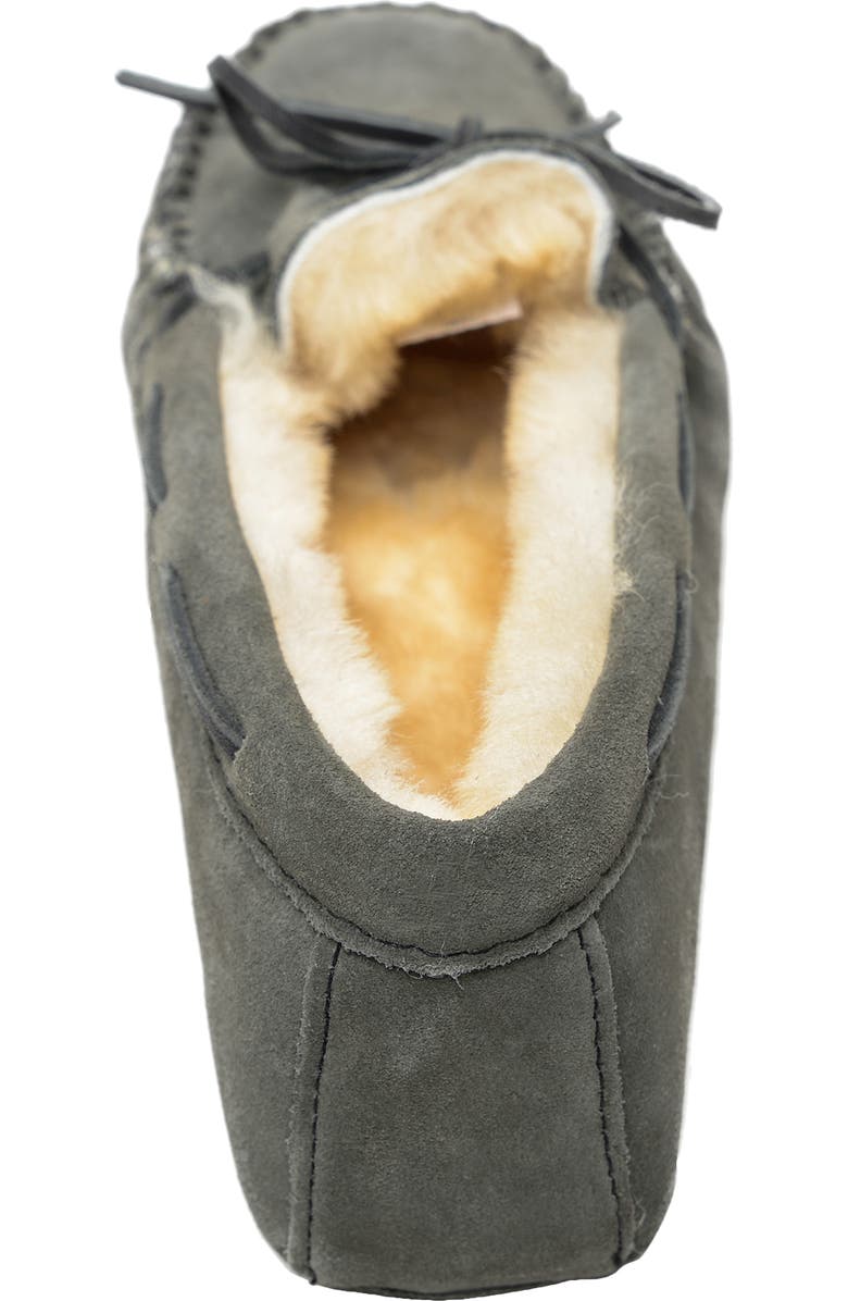 Minnetonka Genuine Shearling Lined Slipper, Alternate, color, Grey Suede