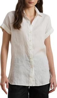 Lauren Ralph Lauren Short Sleeve Linen Button-Up Shirt