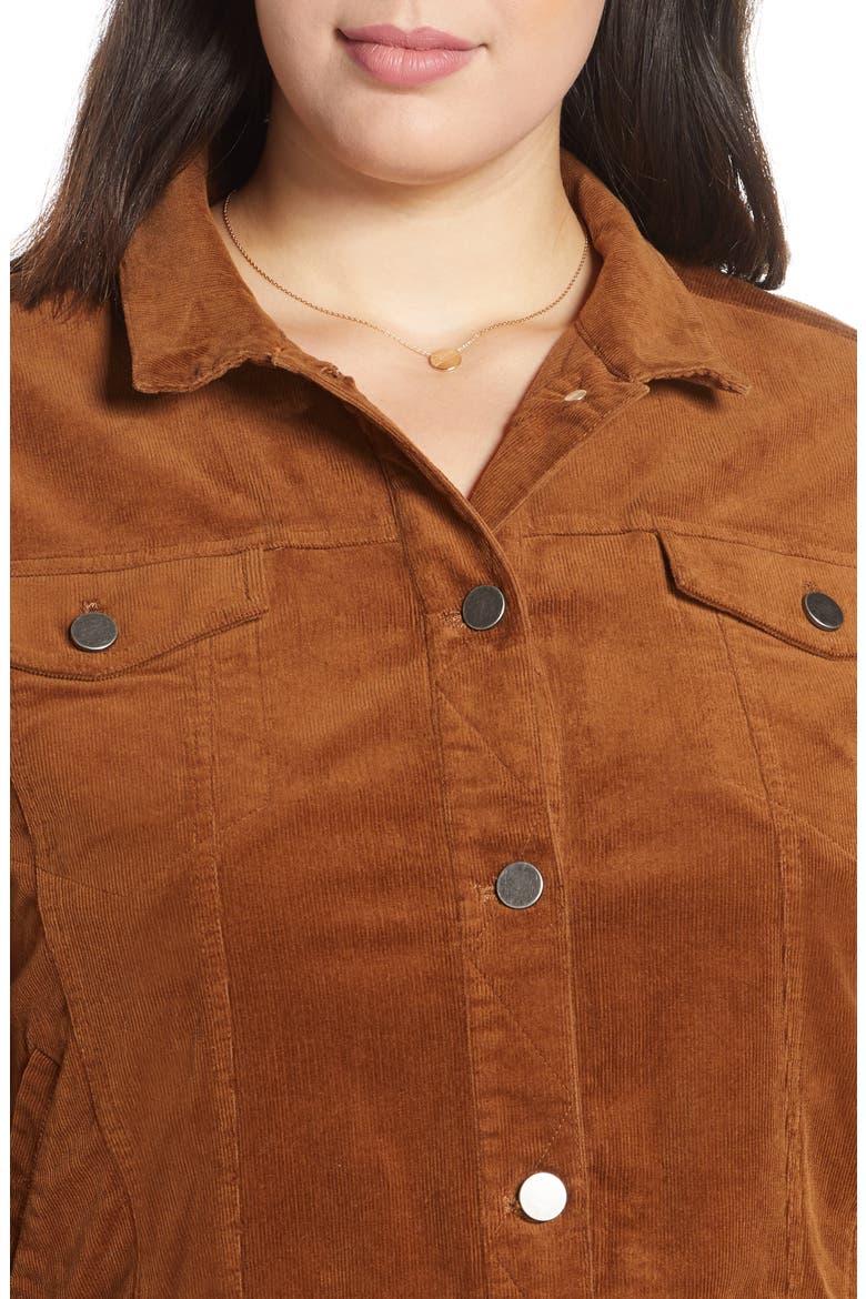 Corduroy Crop Trucker Jacket, Alternate, color, BROWN DACHSHUND
