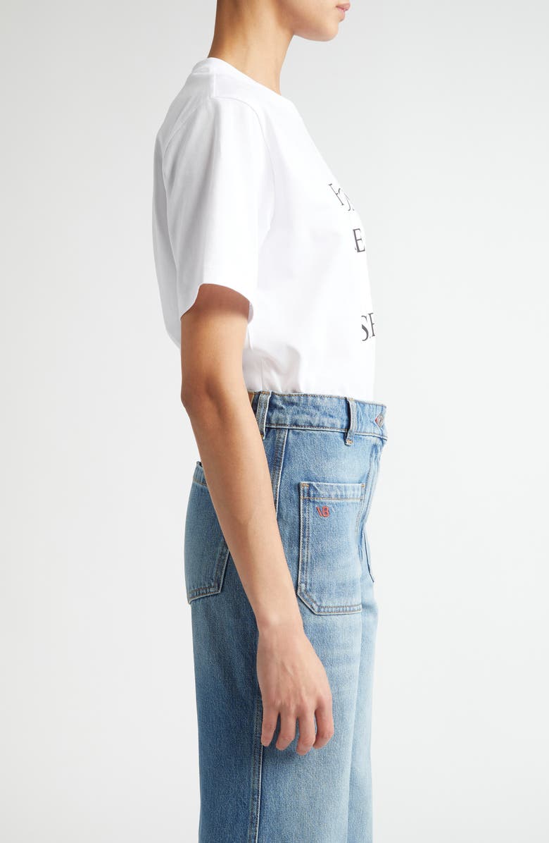 Victoria Beckham Fashion Stole My Smile Organic Cotton Graphic T-Shirt, Alternate, color,