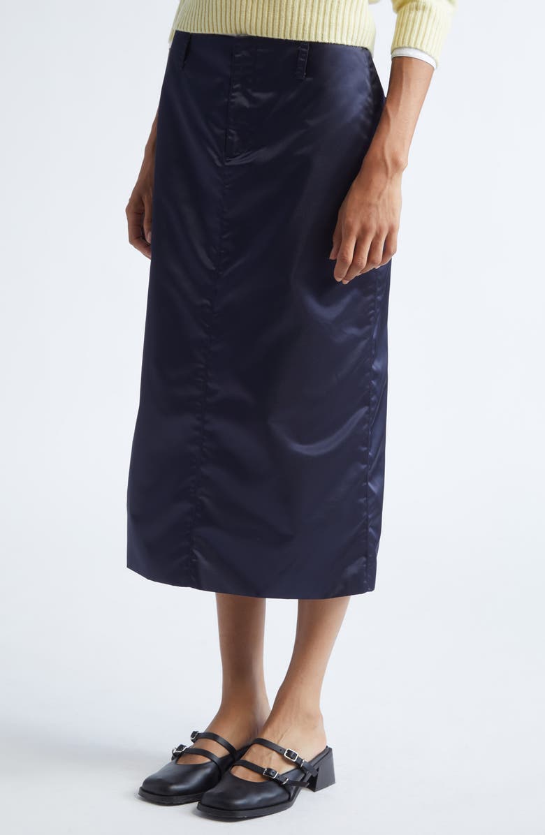Sandy Liang Ravenna Satin Skirt, Alternate, color, Navy